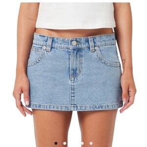 Abrand Jeans x Rip Curl A '99 Low Skirt Light Wash Denim Mini Skirt Size 26 AU 8